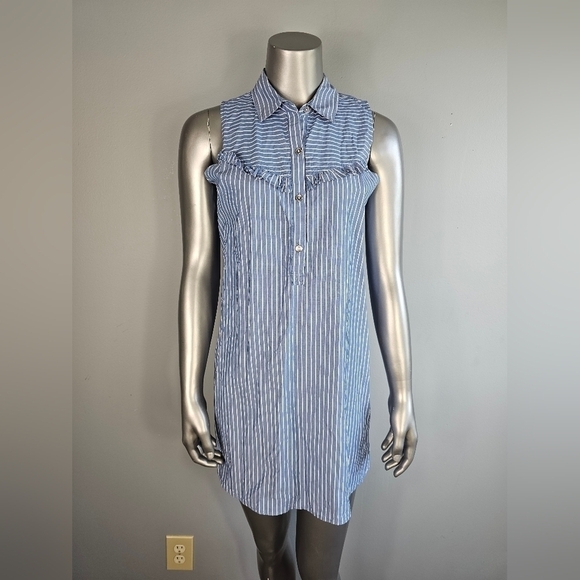 Abercrombie & Fitch NWOT Blue with White PinStripes Sleeveless Tunic Size XS - Picture 2 of 9